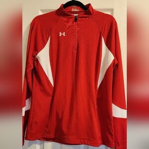 Red Under Armour Hustle Fleece 1/4 Zip Pullover